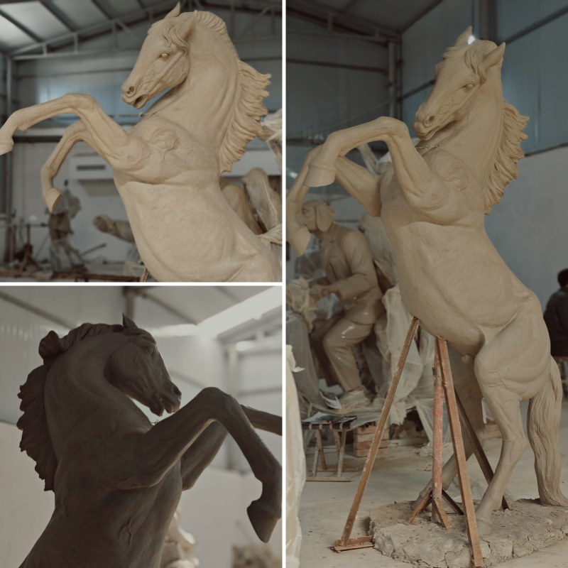 prancing horse sculpture clay model