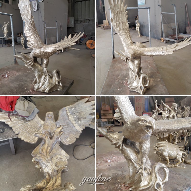 copper eagle statue welding and polishing