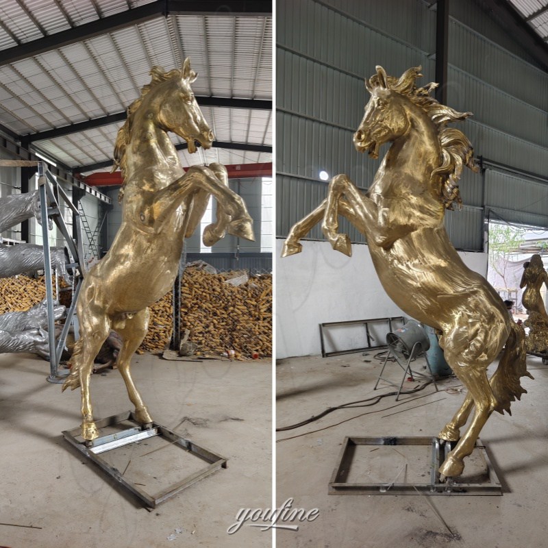 horse statue with two legs up after polishing