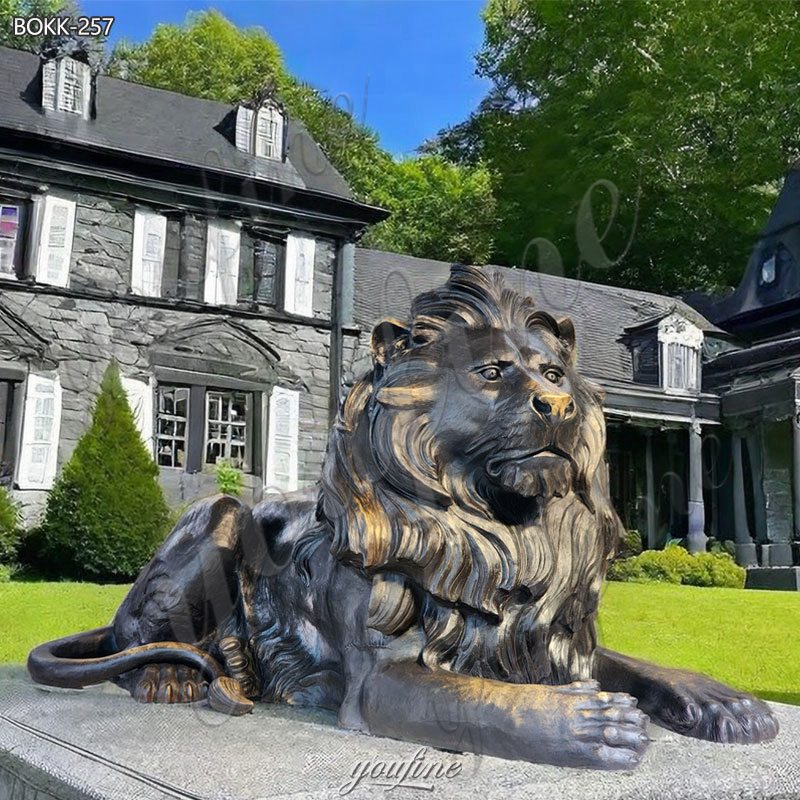 Large Bronze Lying Lion Statue for Square (1)