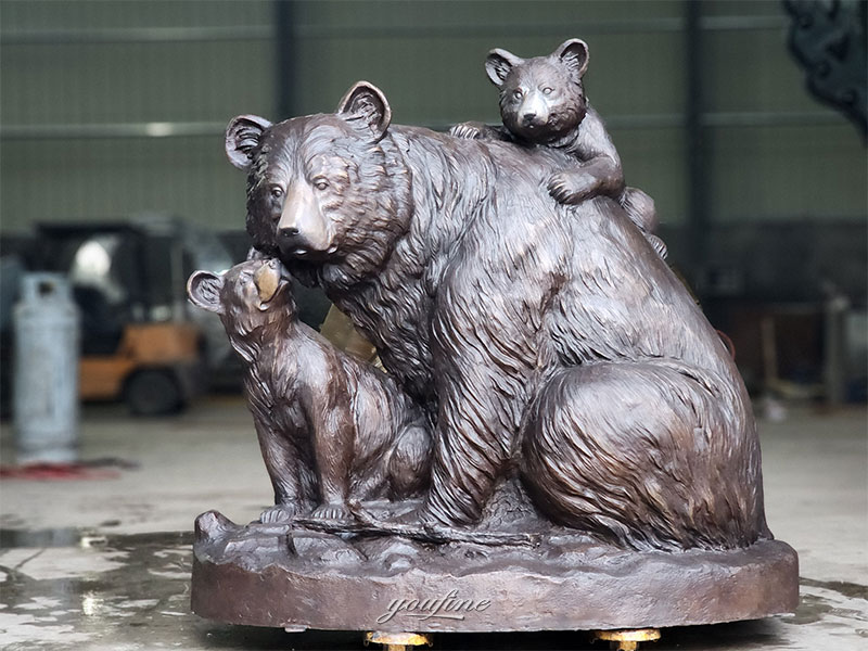 bronze family bear statue finished