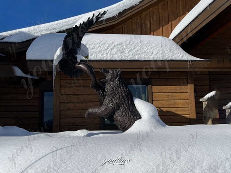 bronze bear and eagle feedback in winter