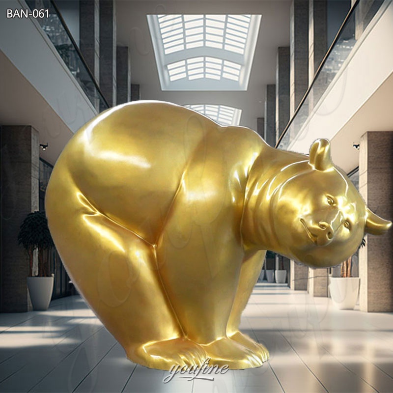 Bronze Cute Gold Bear Statue (1)