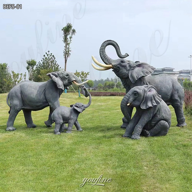 Bronze Elephant Family Statue (4)