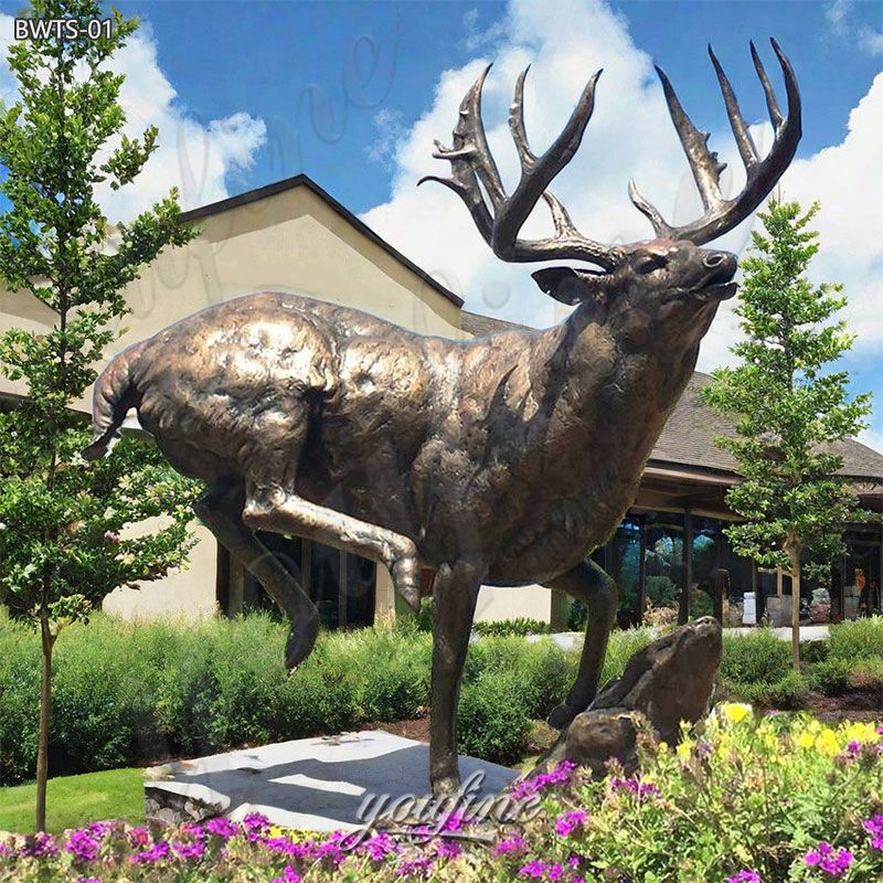 Life Size Bronze whitetail Deer Statue (5)