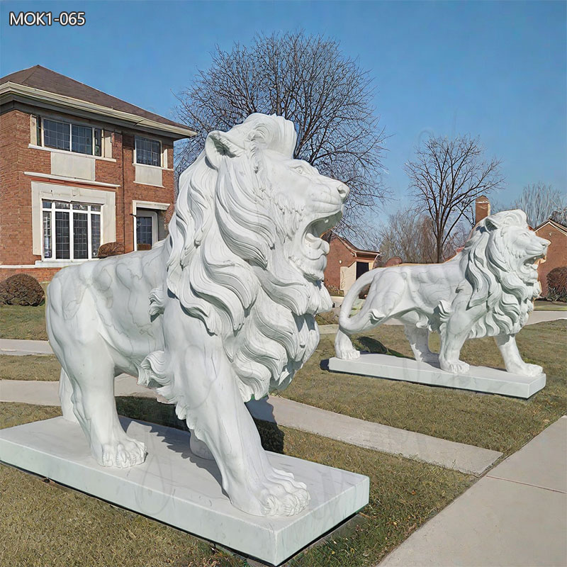 Marble Lion Roaring Statue (2)