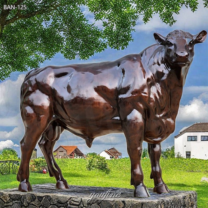 Black Angus Cow Statue