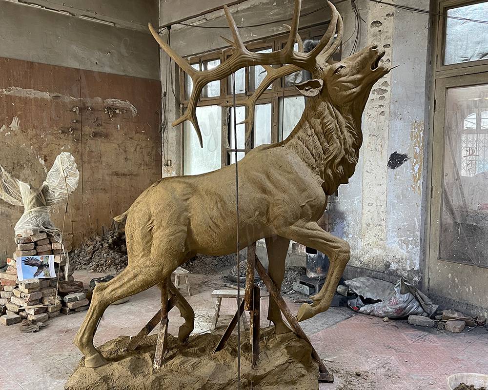 bronze elk statue clay model (1)