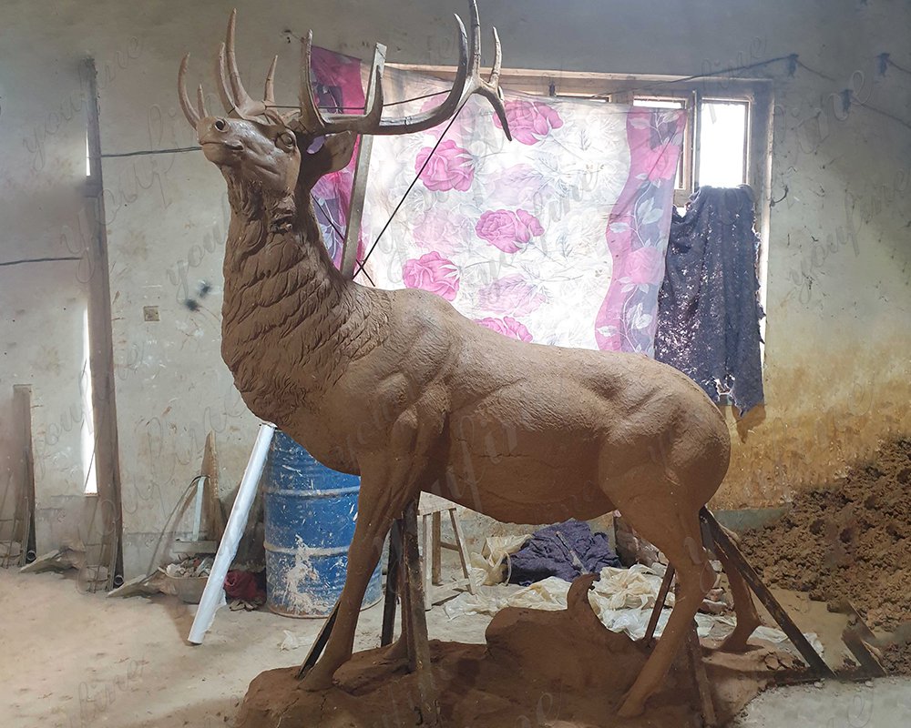 bronze elk statue clay model (4)