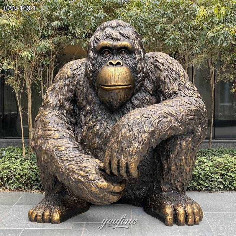 Bronze Orangutan Garden Statue