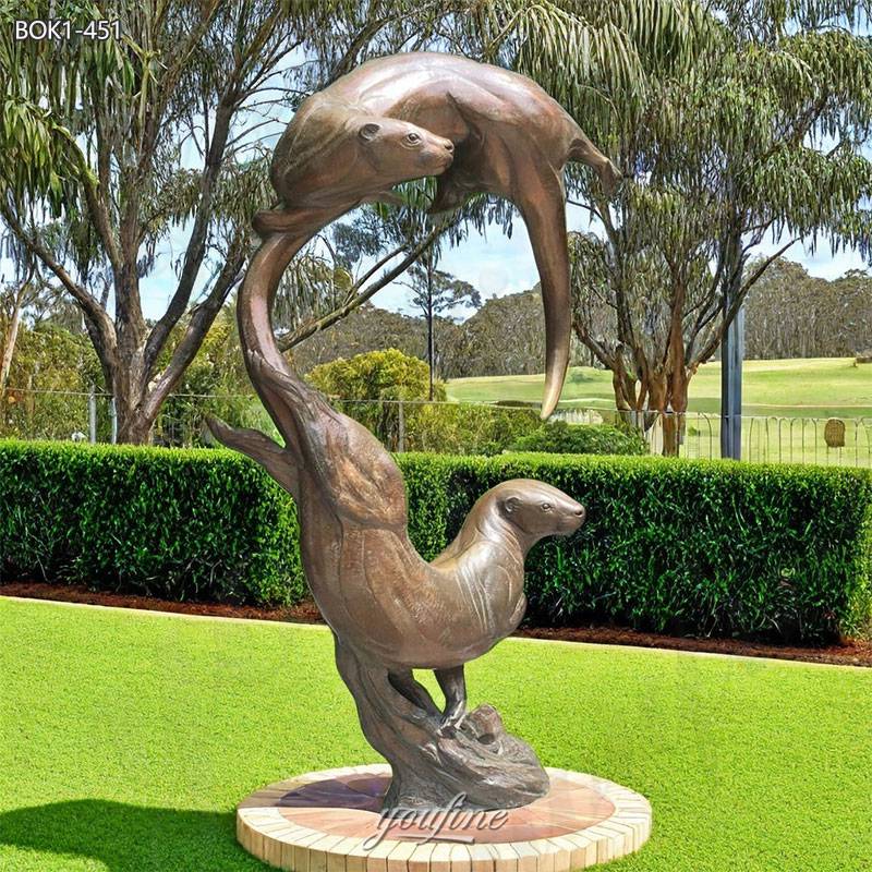 Bronze Otter Garden Sculpture