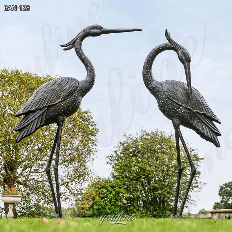 Outdoor Metal Great Blue Heron Garden Statue