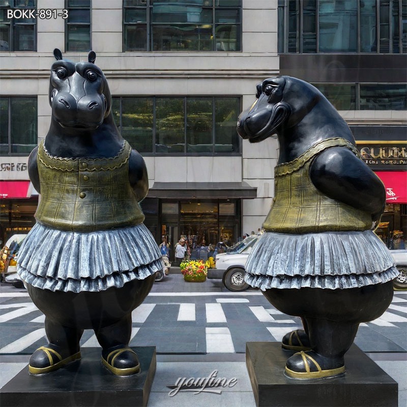 Bronze Hippo Ballerina Sculpture