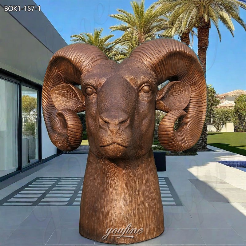 Bronze Ram Head Sculpture