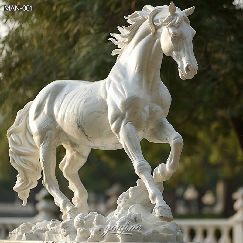 white running marble horse statue