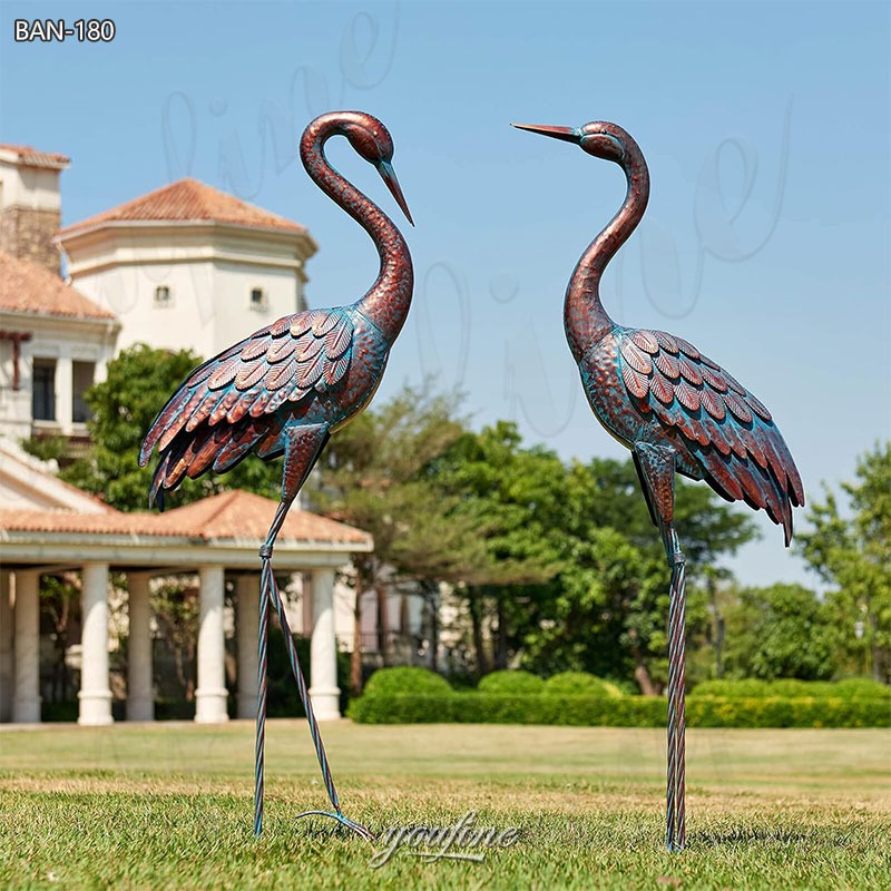 Bronze Patina Heron Statue