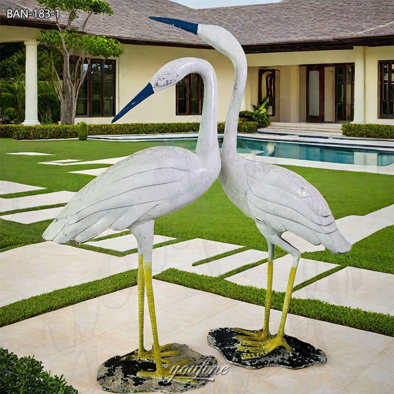 bronze egret garden statues