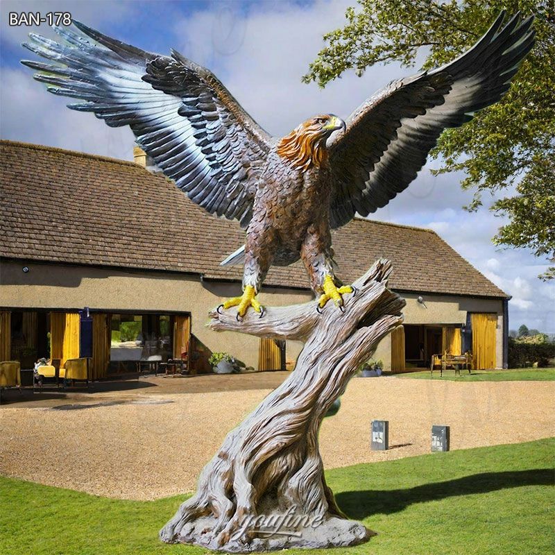 bronze outdoor hawk statue