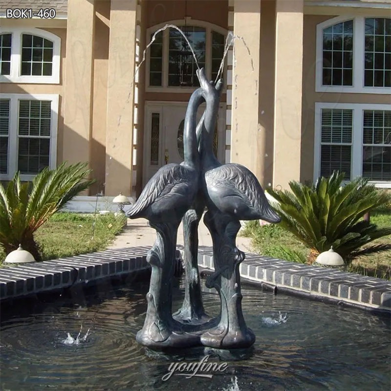 Bronze Crane Fountain Statues