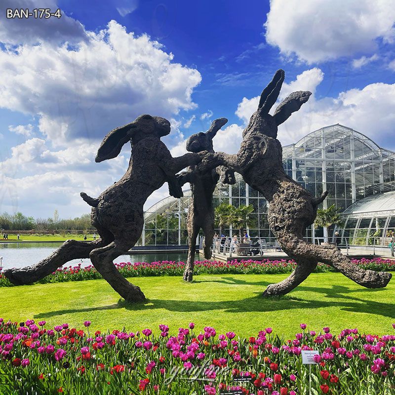 Bronze Dancing Hares Sculpture