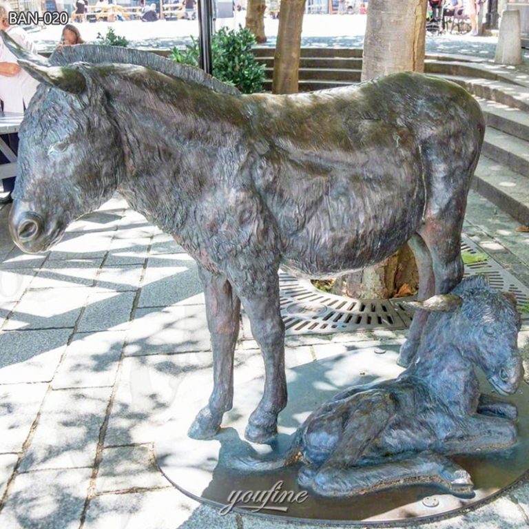 outdoor bronze donkey statue