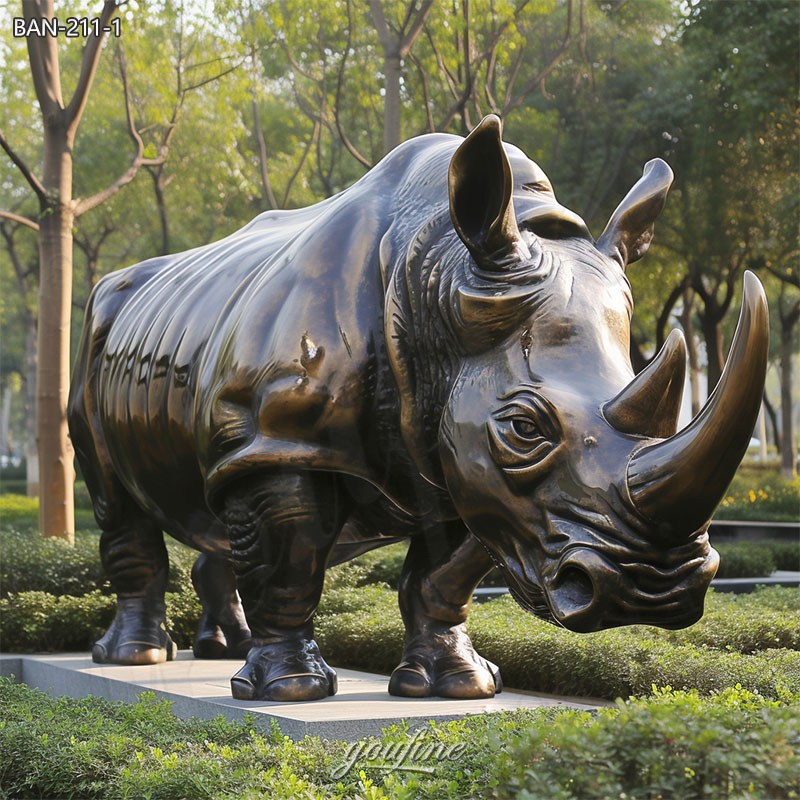 Bronze Rhino Garden Statue Ornament