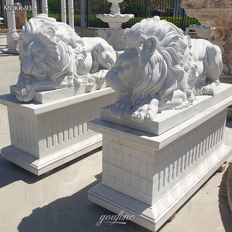 Marble Sleeping Lion Statue