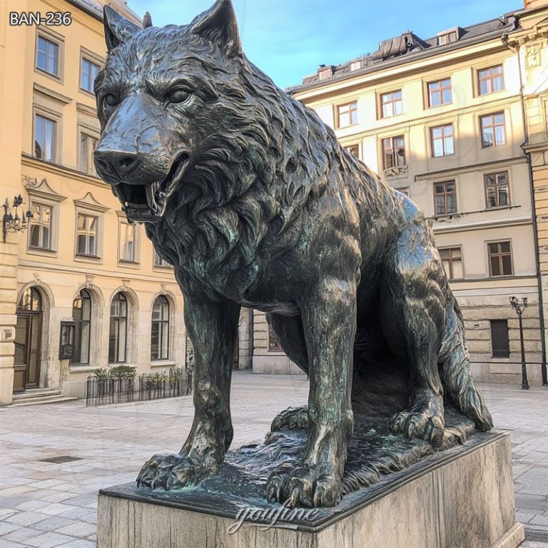 bronze giant wolf statue