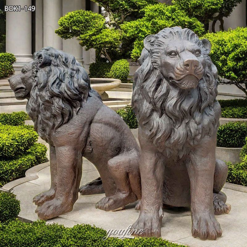 front yard bronze lion statue