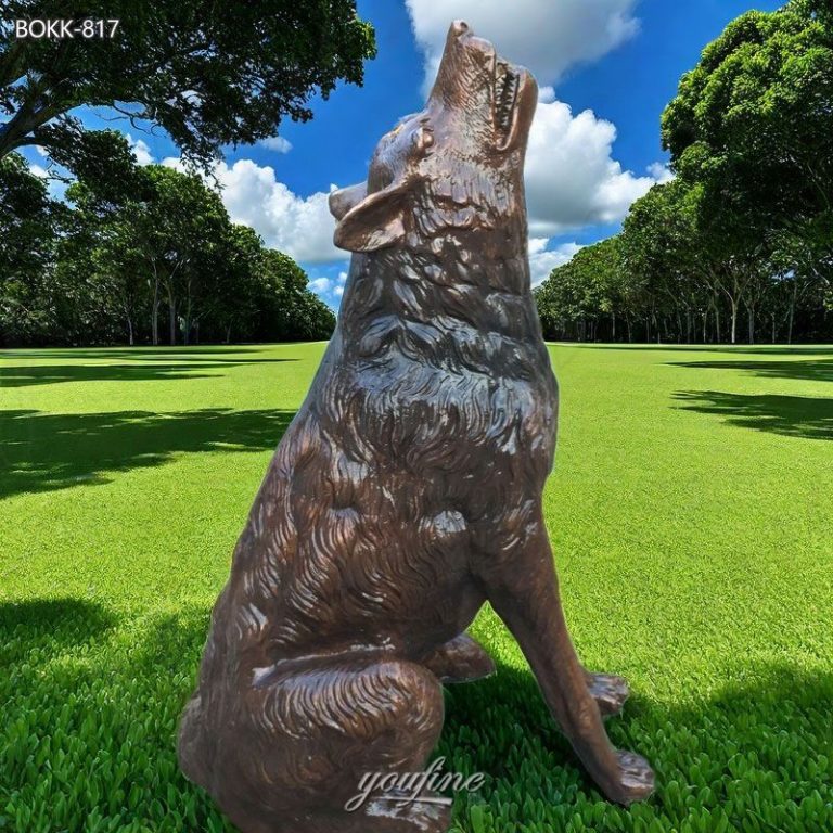 howling wolf garden statue