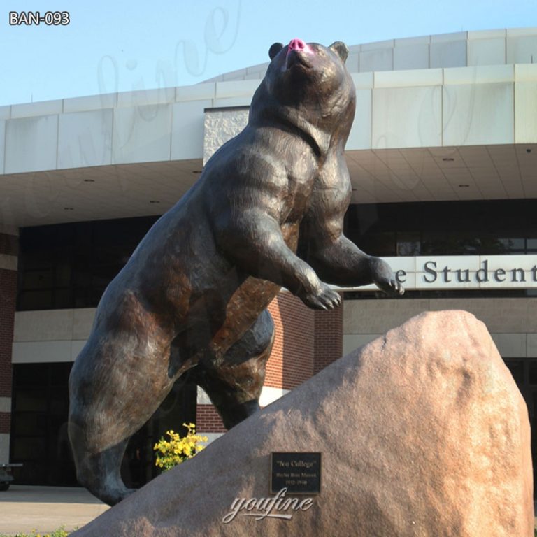 life size black bronze bear sculpture