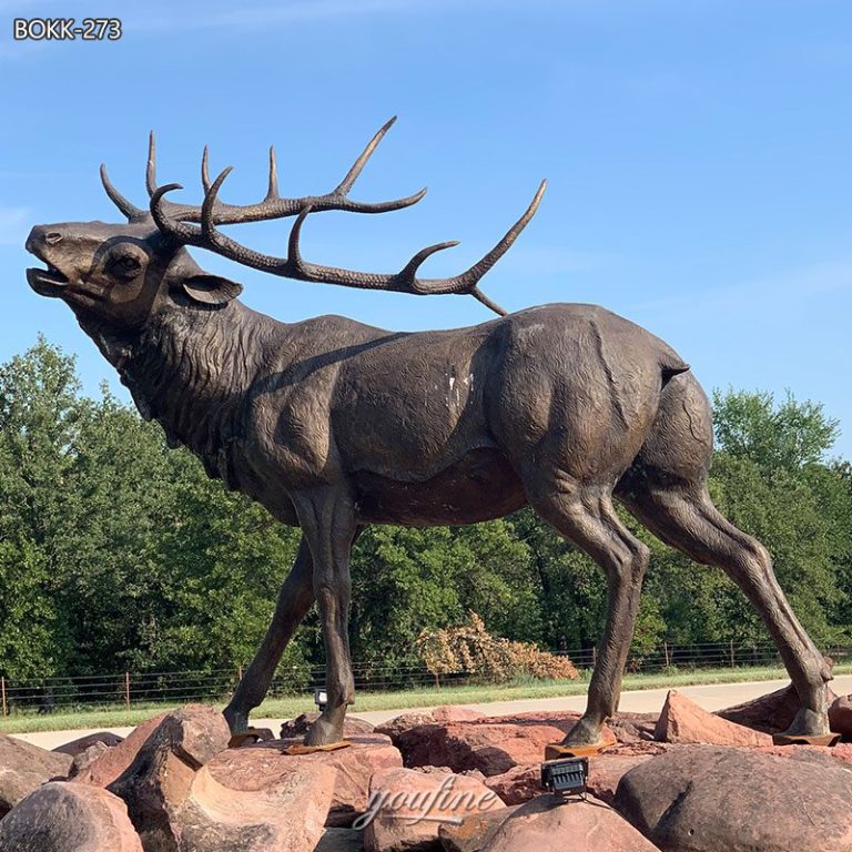 outdoor bronze elk statue