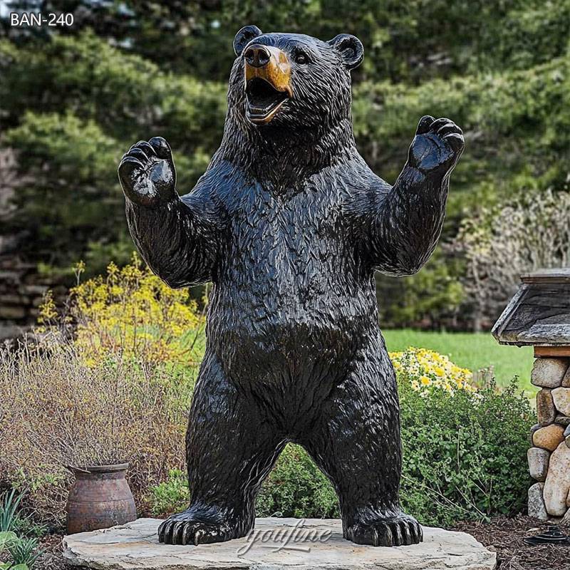 Bronze Standing Black Bear Statue