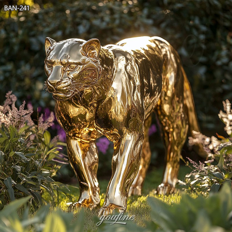 Golden Brass Panther Statue