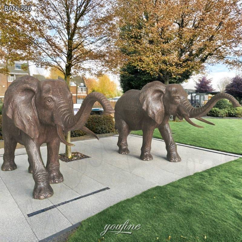 bronze elephant lawn sculpture