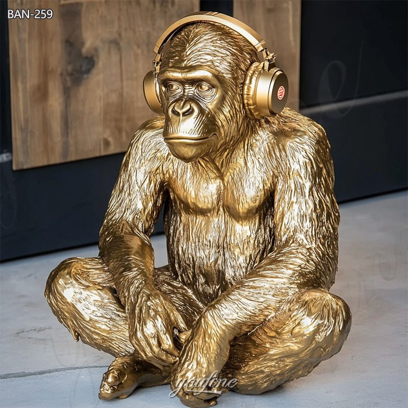 bronze golden ape sculpture