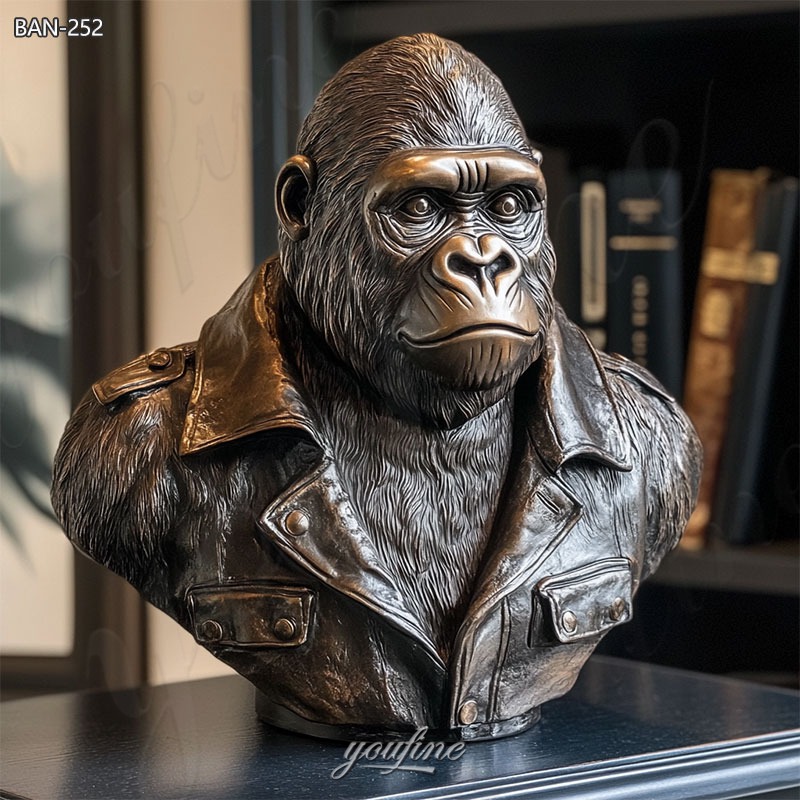 bronze gorilla bust statue