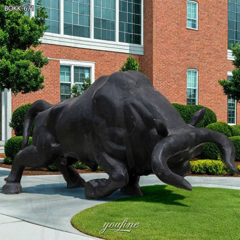 bronze angry bull statue