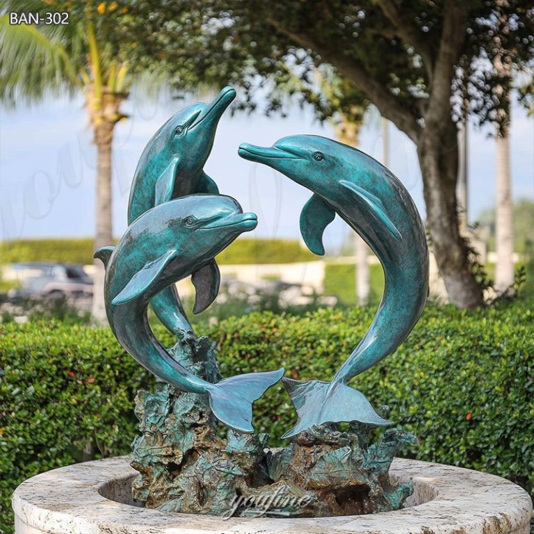 bronze dolphin yard statue