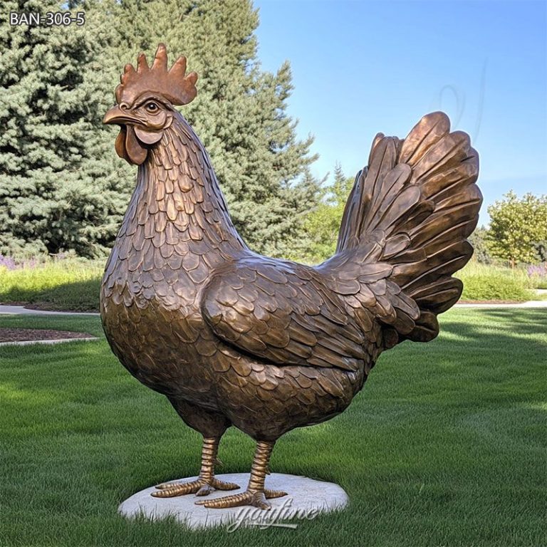 bronze large chicken statue