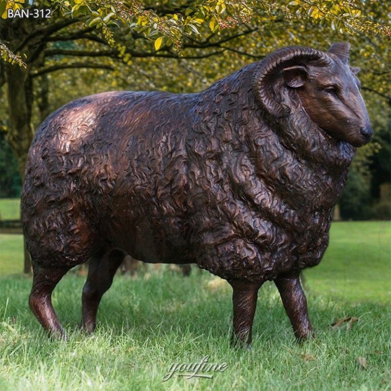 bronze life size outdoor sheep sculpture