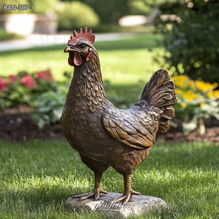 metal chicken garden sculpture