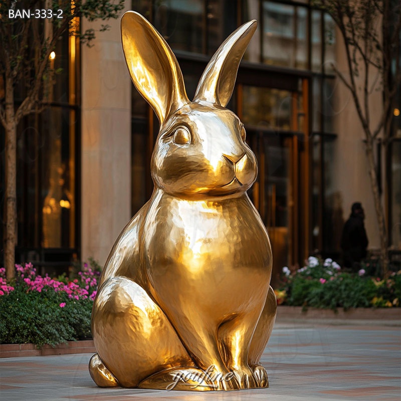 bronze gold bunny statue