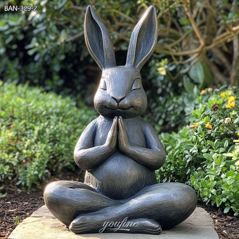 Bronze Meditating Bunny Statue